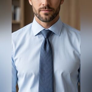 Bergdorf Goodman Men's Blue Classic Pointed 100% Silk Neck Tie Luxury Geometric